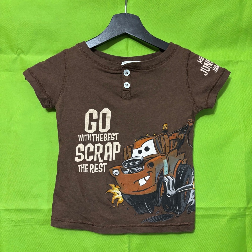 Disney Parks Cars Land Mater Henley Shirt Brown Toddler Size 3T Pixar
